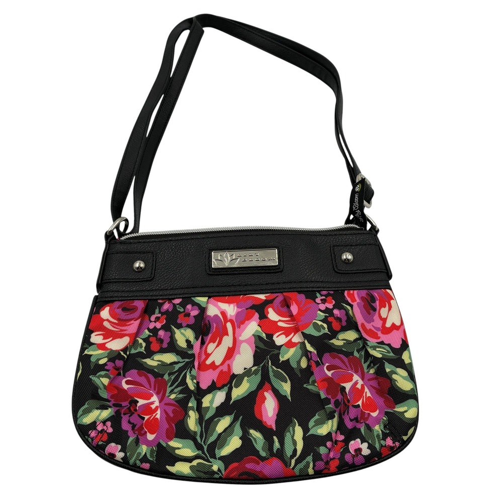 Lily Bloom Floral Crossbody Bag Black Pink Recycled Polyester Small Purse